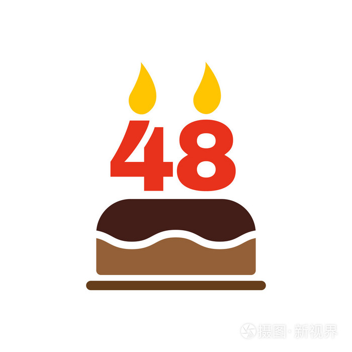 生日蛋糕蜡烛数 48 图标的形式.生日的符号.单位