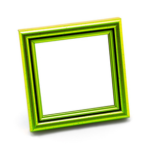 孤立在白色的方形经典空绿色相框