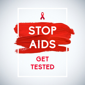 世界艾滋病日的概念与排版和红丝带对艾滋病的认识。12月1日。红色画笔描边海报