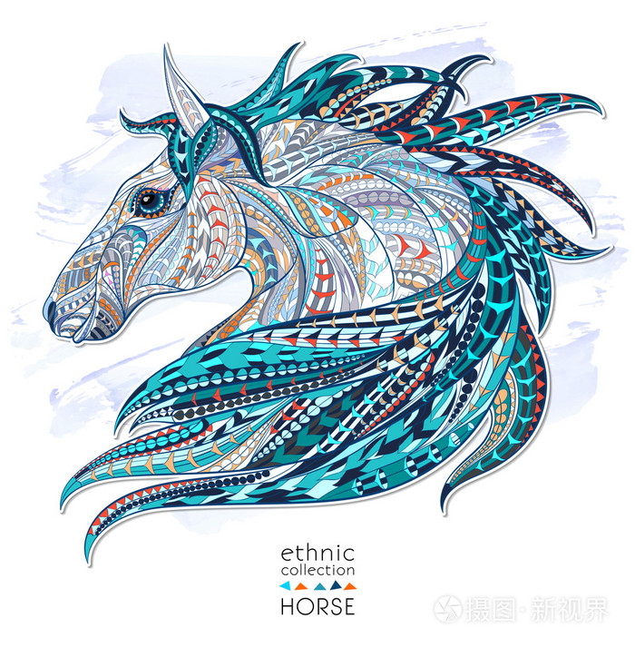 民族抽象马头插画-正版商用图片0e7wxu-摄图新视界