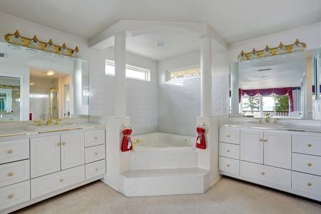 大浴缸风格的豪华浴室图片