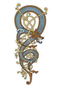 凯尔特人，斯堪的纳维亚的老式模式是龙的扭曲的形式