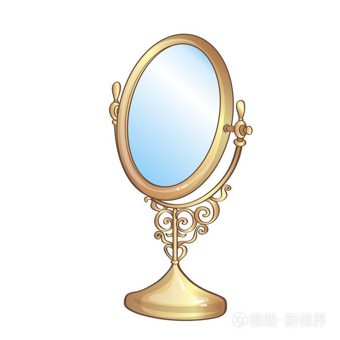 老式的金色镜子插画-正版商用图片0e835c-摄图新视界
