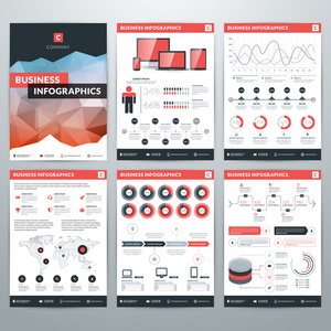 信息图形向量概念。 一套商业资讯设计