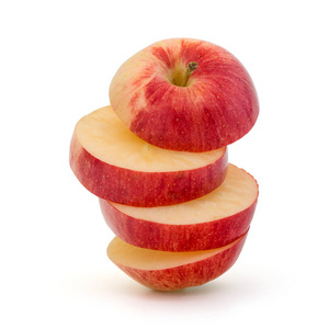 孤立在白色的红片的苹果