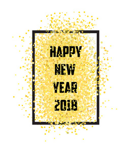 新年快乐。金色亮片 2018年。孤立在白色背景上的金
