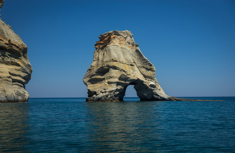 海景观和岩石在 Kleftiko