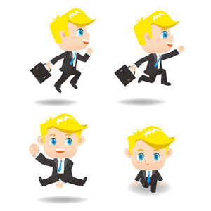 卡通业务人跑照片