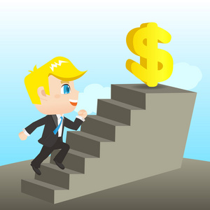 漫画卡通人达成卡通插图商人达成目标照片