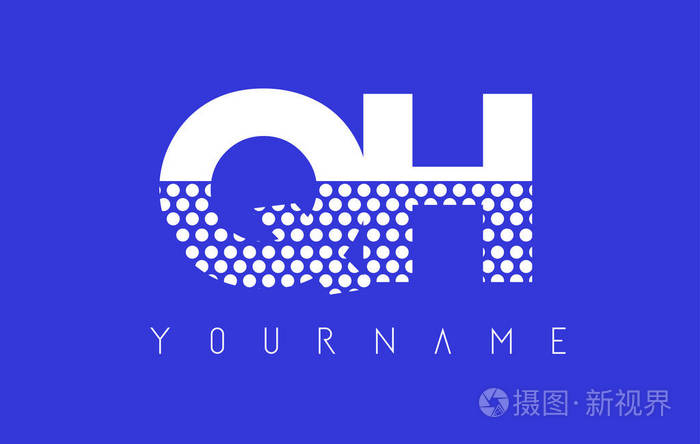 qh g h 点缀蓝色背景字母标志设计
