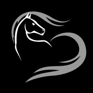 动画白马白马,带长鬃毛图标照片