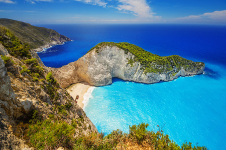 navagio 海滩上希腊扎金索斯岛