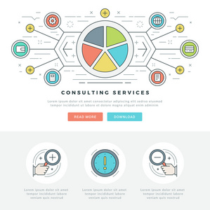 扁线业务概念网站页眉矢量图图片