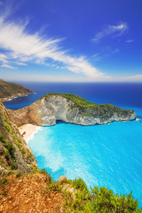 navagio 海滩上希腊扎金索斯岛