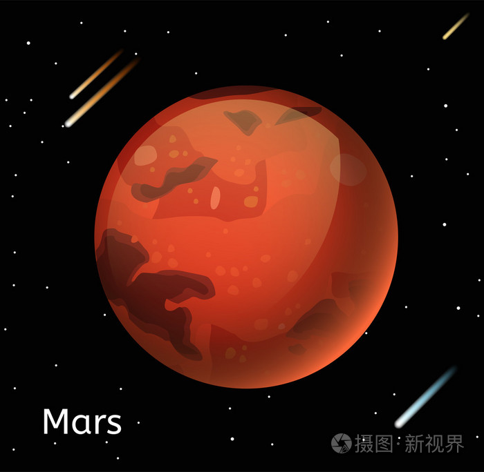 火星行星3矢量插图