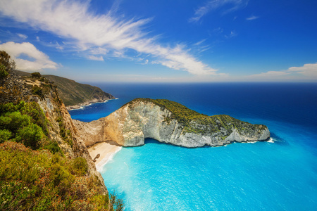 navagio 海滩上希腊扎金索斯岛