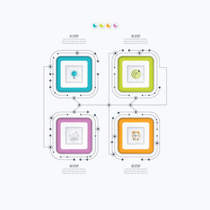 业务信息图表模板 4 步骤与广场