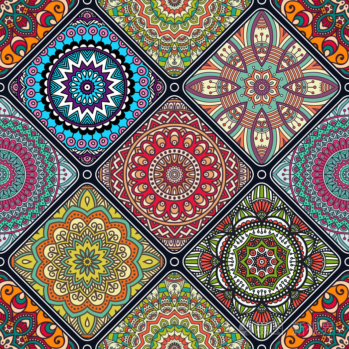 民族花无缝图案