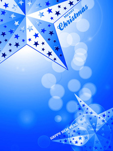 圣诞节和新年蓝色背景与装饰星星