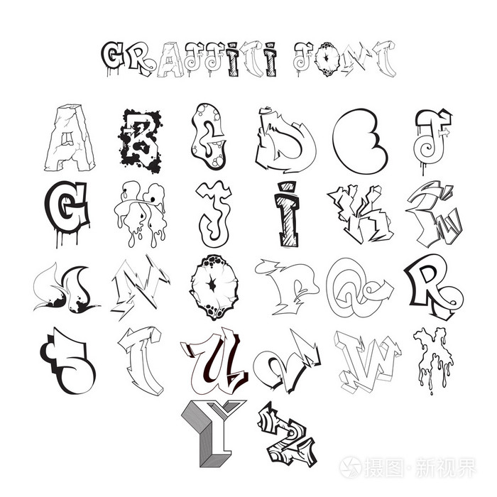 涂鸦字体字母嘻哈涂鸦设计