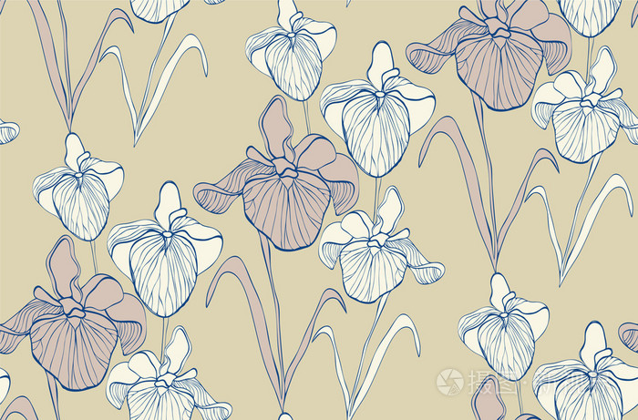 无缝花纹的鸢尾花
