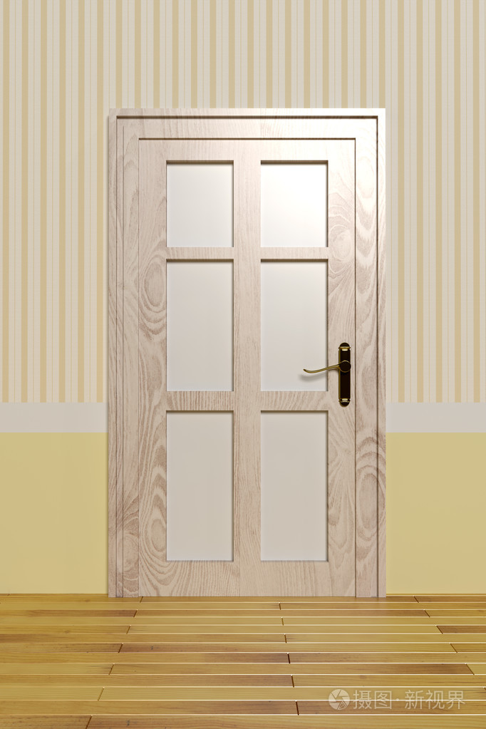 3d 渲染的极简主义房间有一扇门
