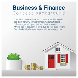 商业和金融的概念背景与房地产投资 矢量 插图