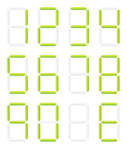 孤立的数字数字在绿色的颜色的集合