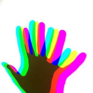 一种带有RGB颜色的人手阴影