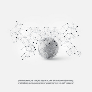 黑色和白色现代最小风格云计算 网络电信概念设计，结构，网络连接，透明的几何线框