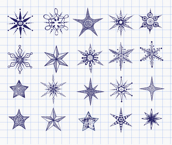 雪花，在方格纸上的星星