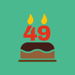 着第 49 号图标的形式蜡烛的生日蛋糕.生日的符号.单位照片
