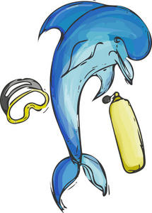 海豚设置手 drawn.blue 海豚设置为您的设计