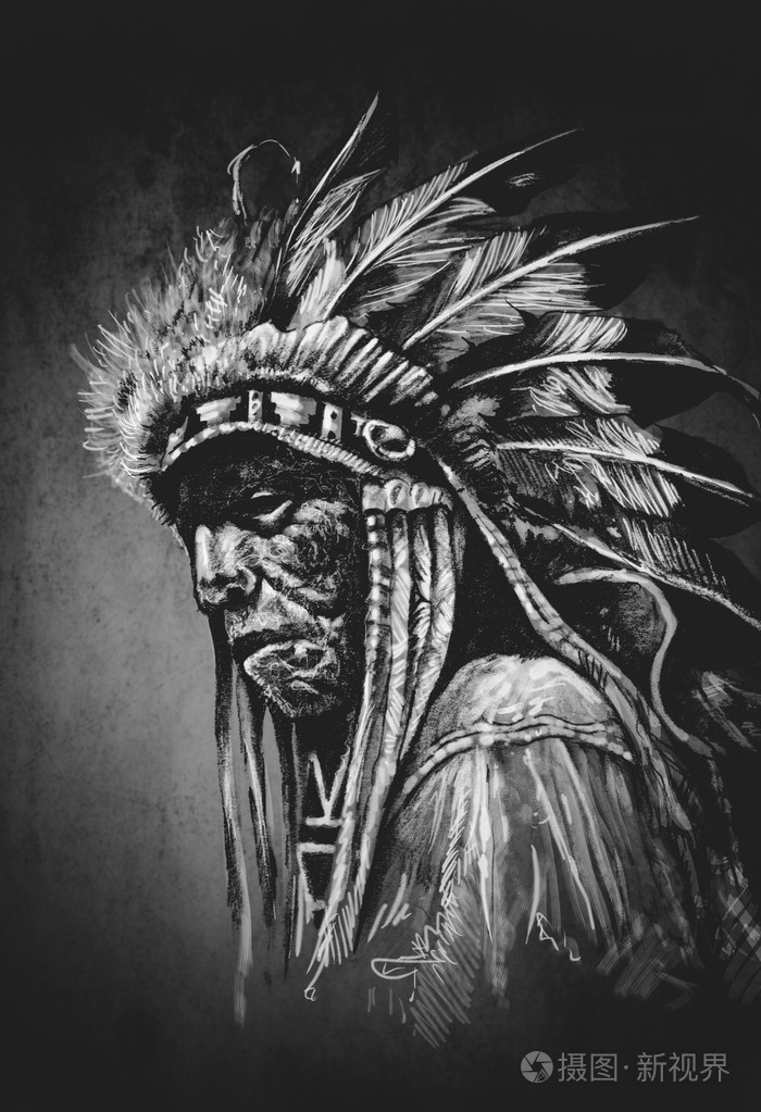 美国原住民的印第安头 纹身图照片 正版商用图片0eav5g 摄图新视界