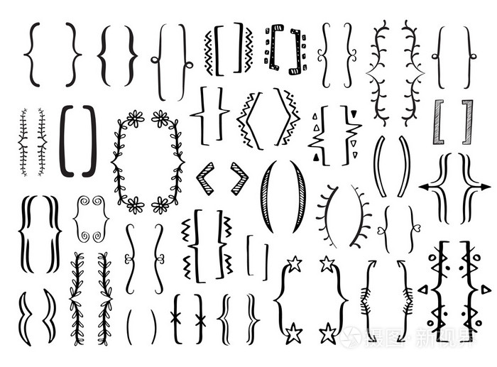 不同的手绘括号组插画-正版商用图片0eb3a7-摄图新视界