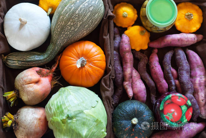 秋天的组成,蔬菜收获特写