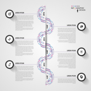 抽象多彩业务路径。时间线图表模板。矢量