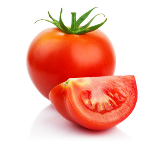 红番茄切上白色孤立