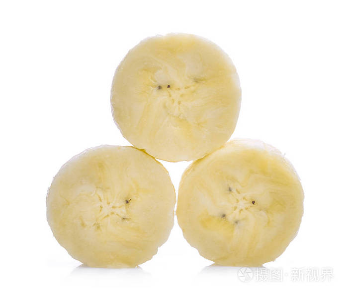 堆栈的孤立的白色背景上的切片香蕉