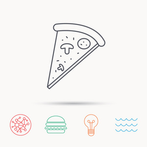 比萨饼图标。意大利烤标志 piece