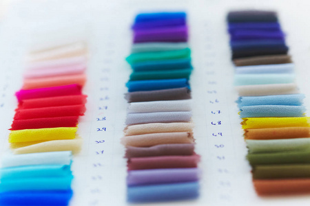 彩色样本上布厂，纺织例子