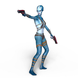 一个女外星人 3d cg 渲染照片