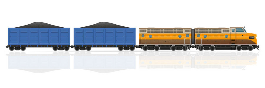 铁路列车机车和货车矢量图