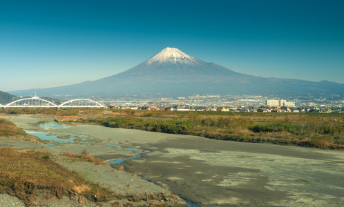 富士山和从静冈县富士河