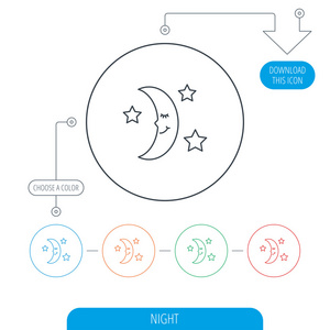 晚上或睡眠图标。月亮和星星的标志