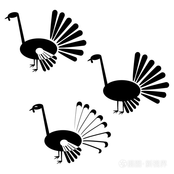 火鸡的剪影矢量图