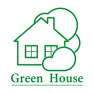 生态的房子。房地产标志。房子的环境友好材料