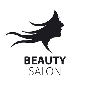 矢量标志女孩与飞舞的头发照片