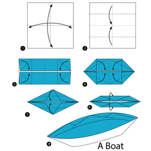 一步一步的说明如何折纸船