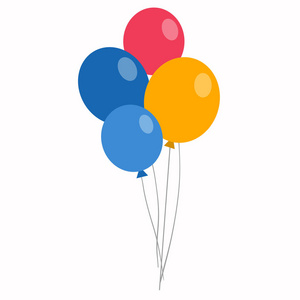 五颜六色的气球，在平面上白色孤立的样式